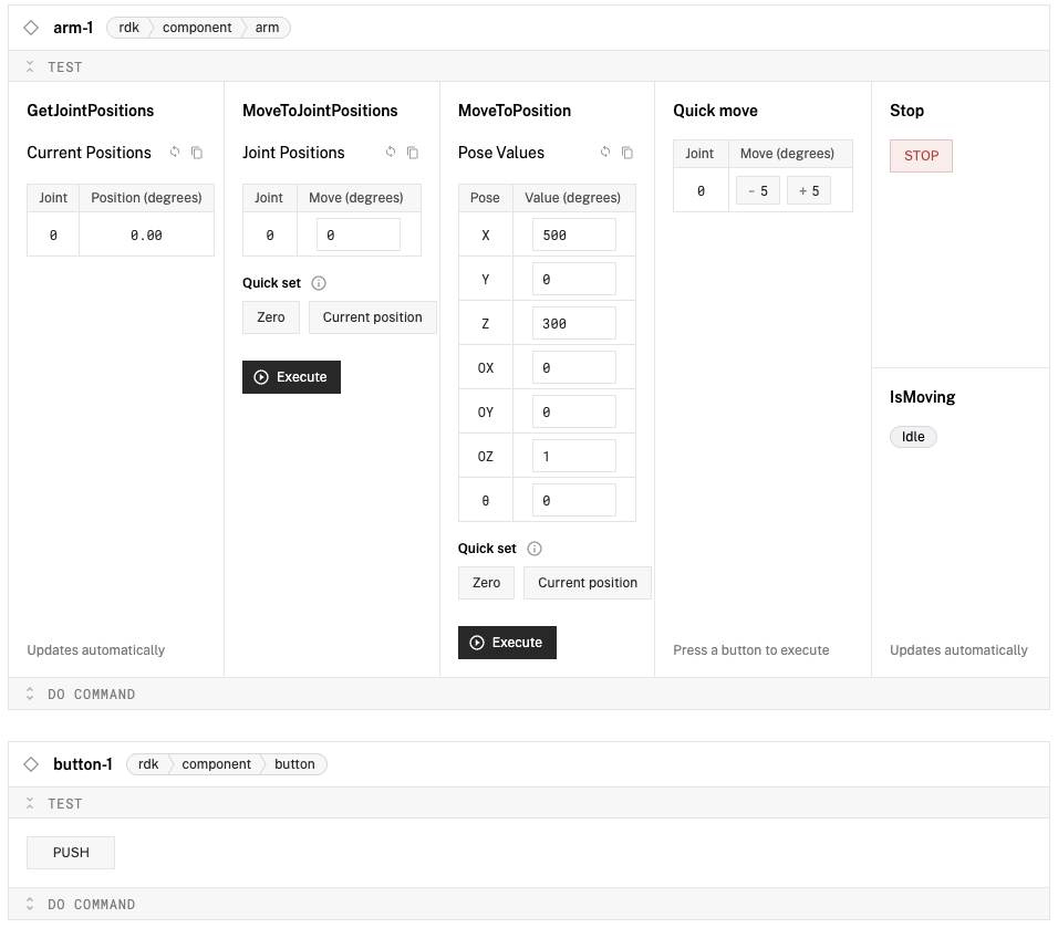 A machine control tab with a fake component
